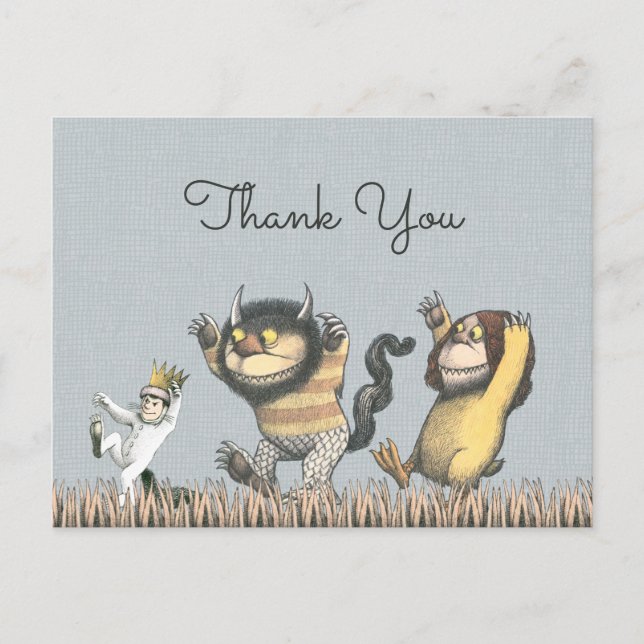 Cartão Postal Onde as Coisas Selvagens São Aniversário Obrigado (Frente)