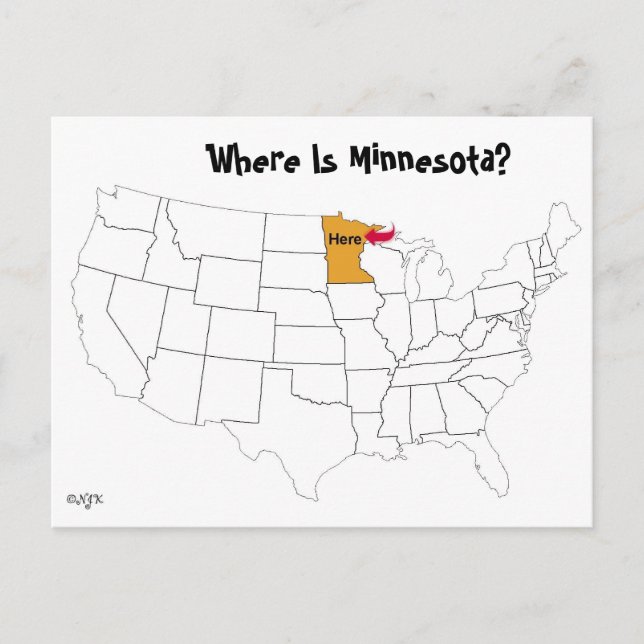 Cartão Postal Onde Está Minnesota? (Frente)