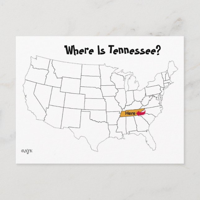 Cartão Postal Onde Está O Tennessee? (Frente)