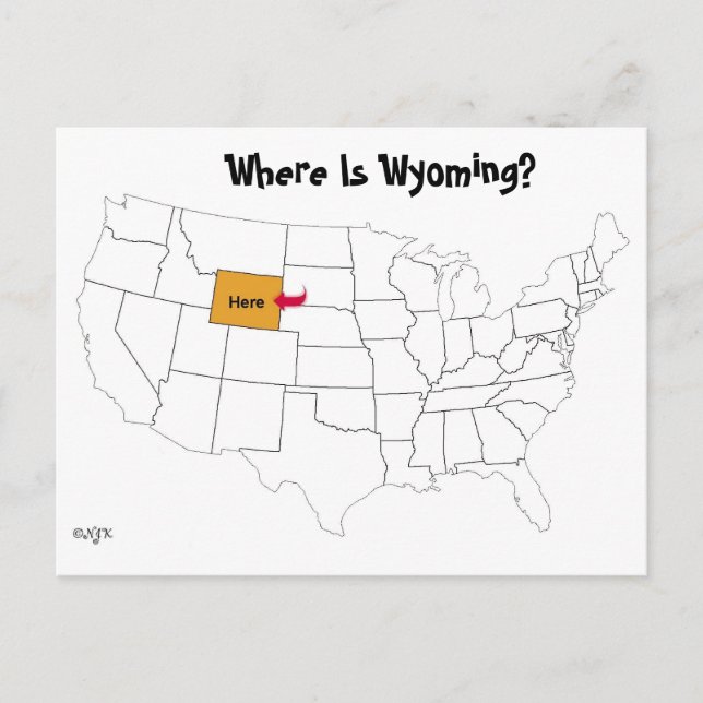 Cartão Postal Onde Está Wyoming? (Frente)