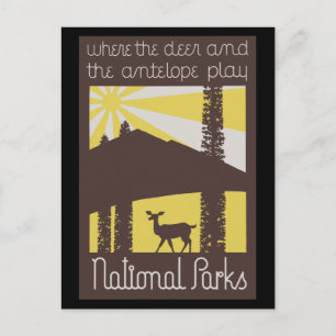 Cartão Postal onde o veado e antílope jogam