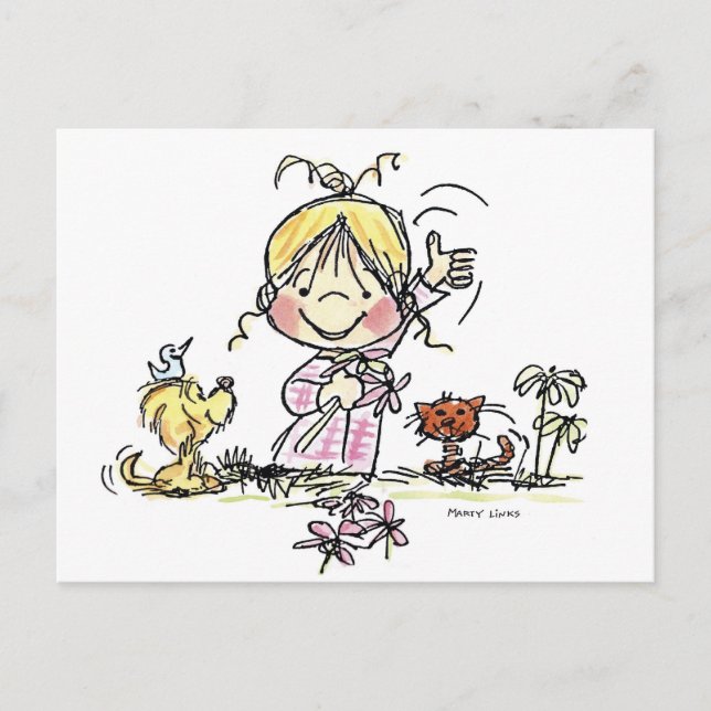 Cartão Postal Ondulação da menina FL-001 (Frente)