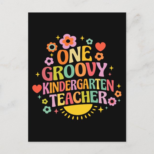 Cartão Postal One groovy kindergarten teacher (Frente)