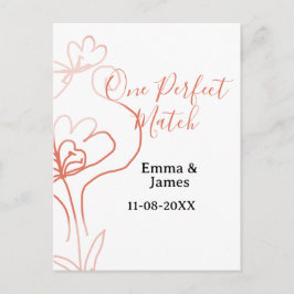 Cartão Postal One Perfect match terracotta wedding couple name f