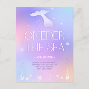 Cartão Postal Oneder Sea Whimsical Sparkly Smermaid Birthday