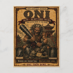 Cartão Postal Oni, Monstro de Circo Vintage