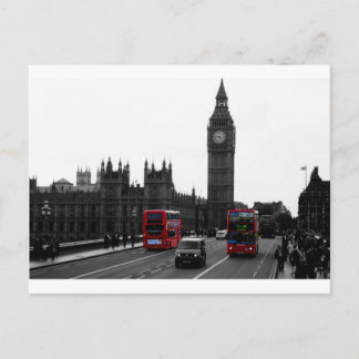 Cartão Postal ônibus e Big Ben de excursão vermelho de Londres