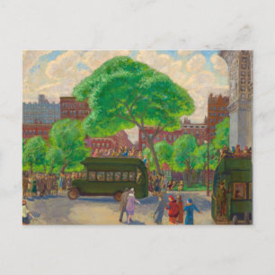 Cartão Postal Ônibus na Praça de John Sloan