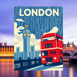 Cartão Postal Ônibus Vermelho de Dois Andares Icônico de Londres