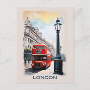 Cartão Postal ônibus Vermelho Vintage Londres Inglaterra Viagem