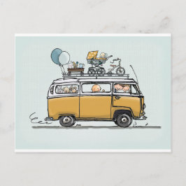 Cartão Postal Ônibus Vintage com bebê