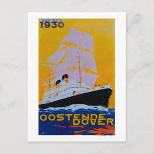 Cartão Postal Oostende Dover Vintage PosterEurope