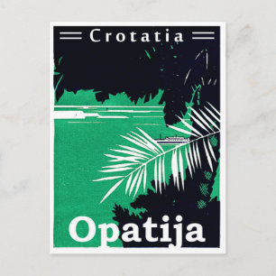 Cartão Postal Opatia, Croácia, mar Adriático, duas safras colo