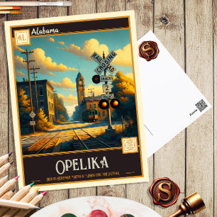 Cartão Postal Opelika, Alabama Vintage
