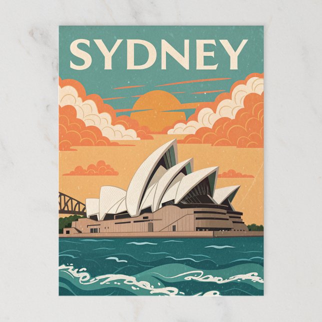 Cartão Postal Ópera em Retro Sydney Viagem (Criador carregado)