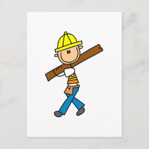 Cartão Postal Operário da Construção com Madeira