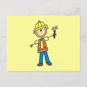 Cartão Postal Operário da Construção com Martelo