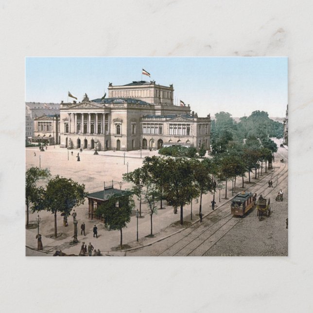 Cartão Postal Opernhaus, Ópera House, Leipzig, Alemanha (Frente)