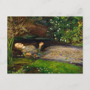 Cartão Postal Ophelia, 1851, por John Everett Millais
