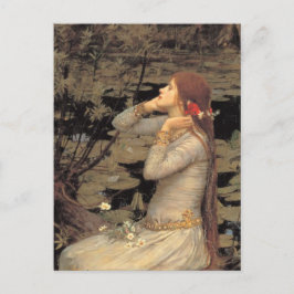 Cartão Postal Ophelia com Cabelo Vermelho em Fluxo