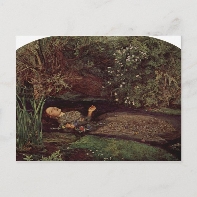 Cartão Postal Ophelia de John Everett Millais (Frente)