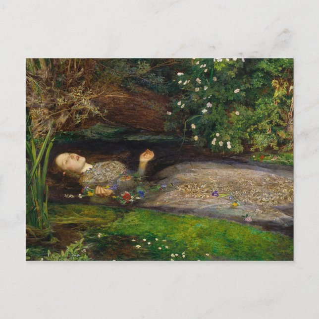 Cartão Postal Ophelia de John Everett Millais (Frente)