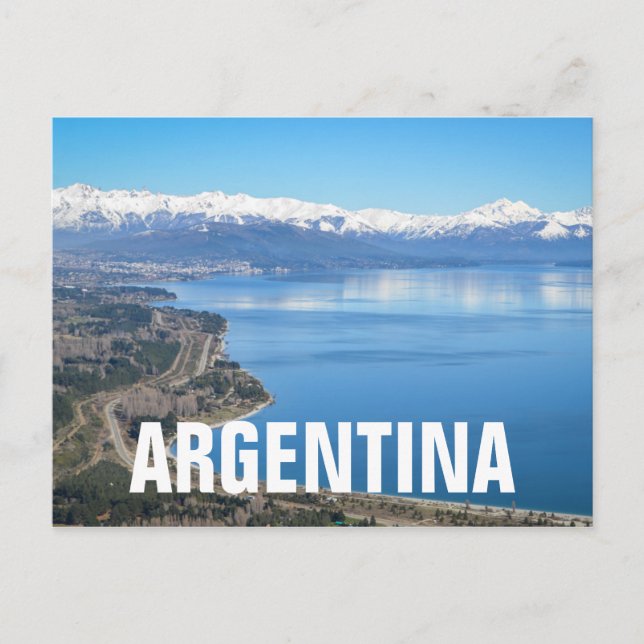 Cartão Postal Opinião aérea de Bariloche no inverno (Frente)