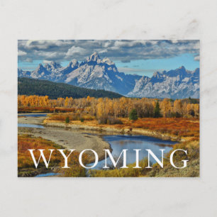 Cartão Postal Opinião grande do rio das montanhas de Teton no