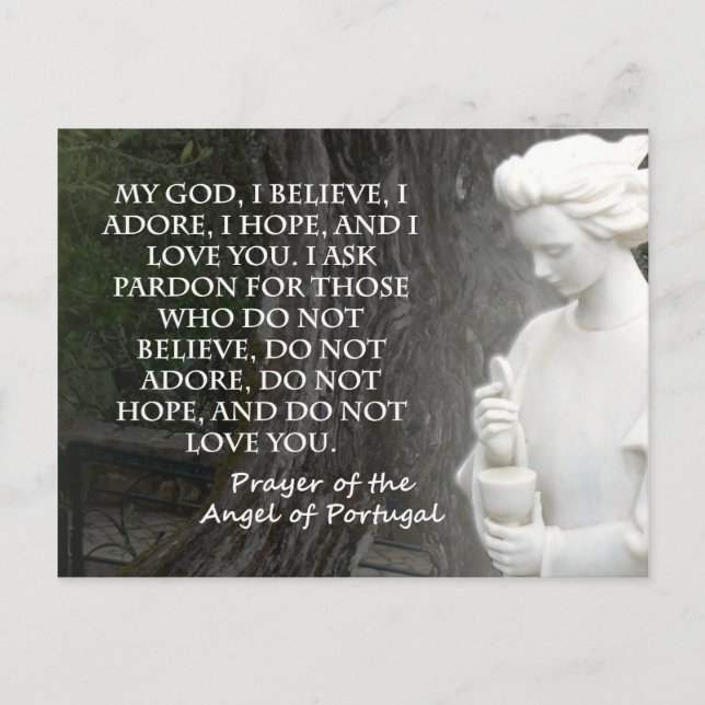 Cartão Postal Oração do Anjo de Portugal. (Frente)