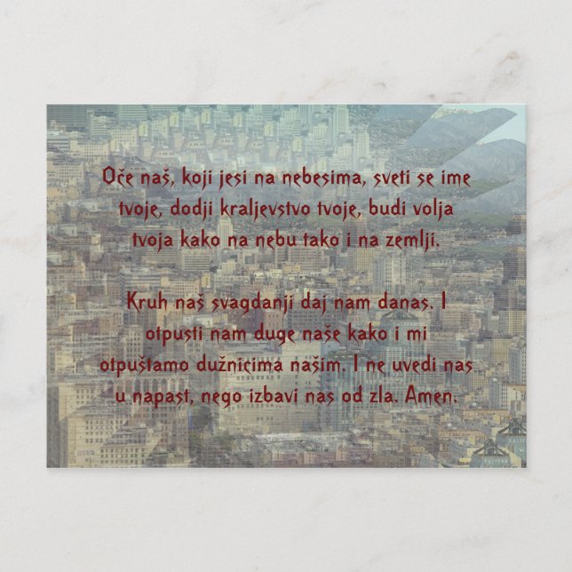 Cartão Postal Oração do Senhor sobre a Cidade dos Anjos (Frente)