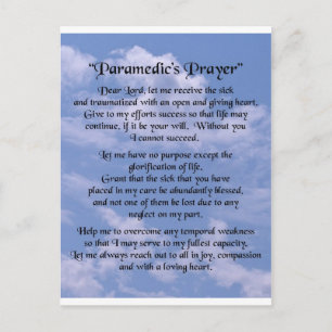 Cartão Postal oração dos paramédicos