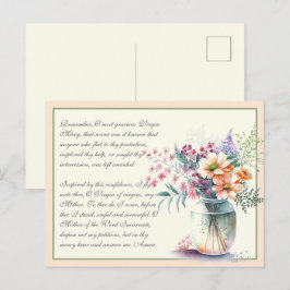 Cartão Postal Oração Memorare Católica ao Pêssego para a Virgem 