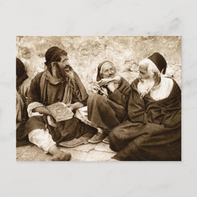 Cartão Postal Orações judaicas em Jerusalém (Frente)