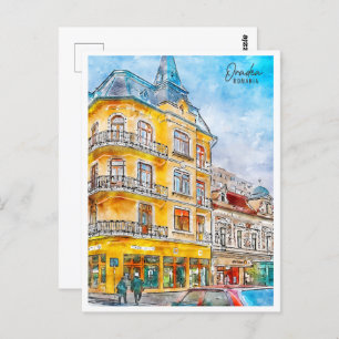 Cartão Postal Oradea Romênia Viagem Place Watercolor