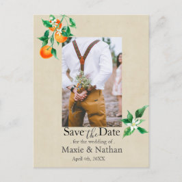 Cartão Postal Orange Blossom Salva a Data Foto Código QR