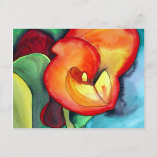 Cartão Postal Orange Canna lily - arte original de aquarela
