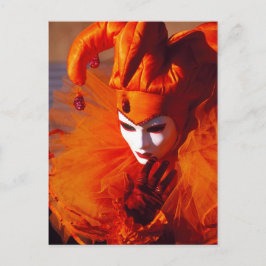 Cartão Postal Orange Carnival Costume - Veneza, Itália (IT)