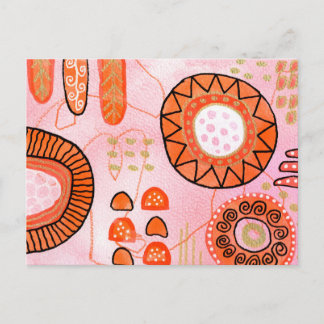 Cartão Postal Orange Coral Abstract Postcard