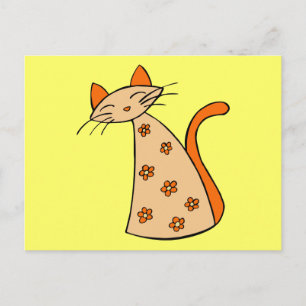 Cartão Postal Orange Floral Cat