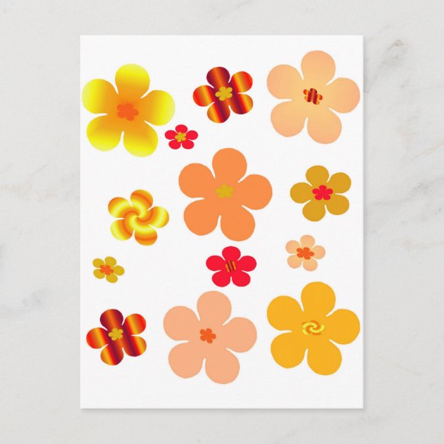 Cartão Postal Orange Floral Pop Art (Frente)