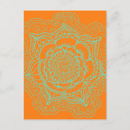 Cartão Postal Orange Green Mandala