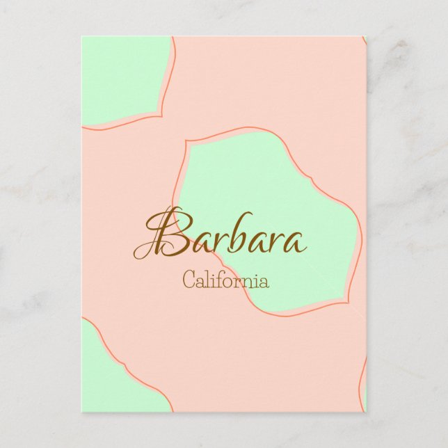 Cartão Postal Orange green pastel boho add name place rustic ele (Frente)