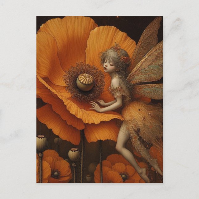 Cartão Postal Orange Poppy Fairy (Frente)