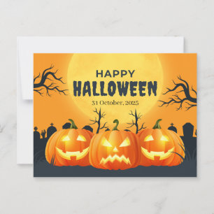 Cartão Postal Orange Pumpkin Halloween