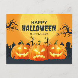 Cartão Postal Orange Pumpkin Halloween