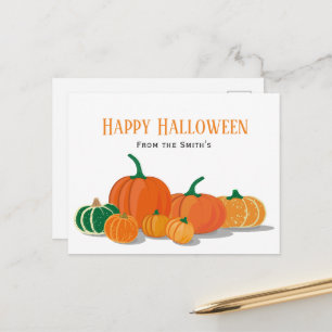 Cartão Postal Orange Pumpkin Happy Halloween