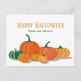 Cartão Postal Orange Pumpkin Happy Halloween