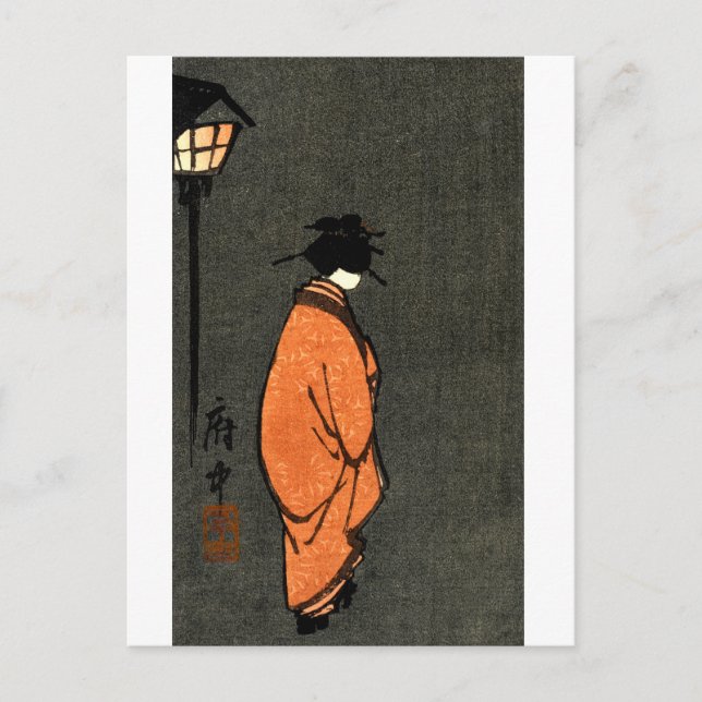 Cartão Postal Orange Robed Geisha (Frente)