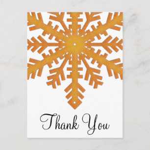 Cartão Postal Orange Snowflake Winter Obrigado Postcards