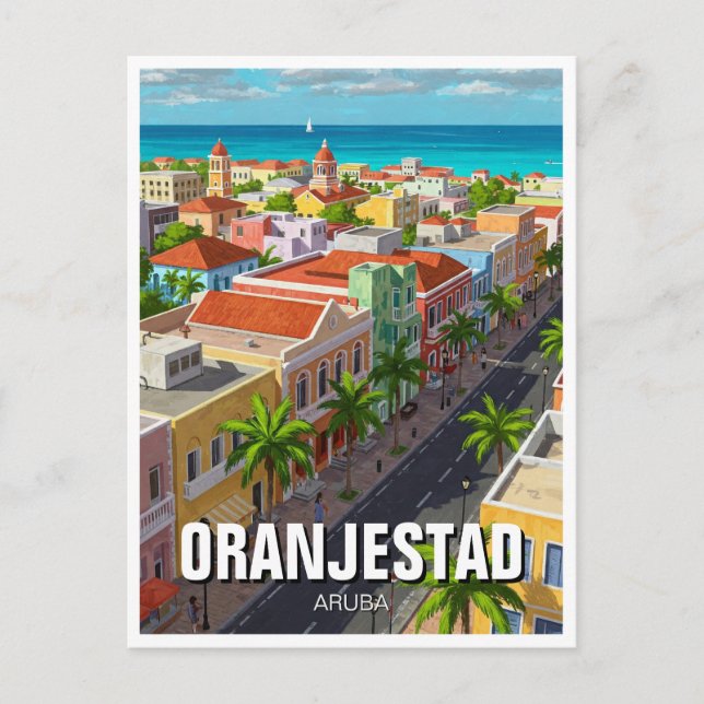Cartão Postal Oranjestad Aruba Viagem (Frente)
